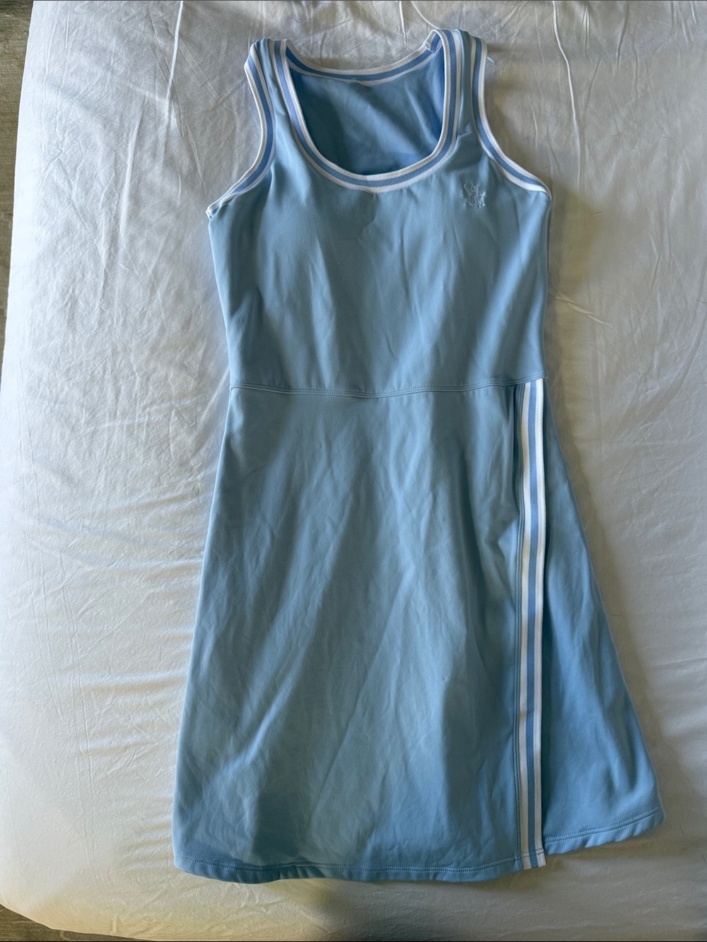 Light Blue Tank Tennis Dress with White Trim and Shorts - size S (like new)